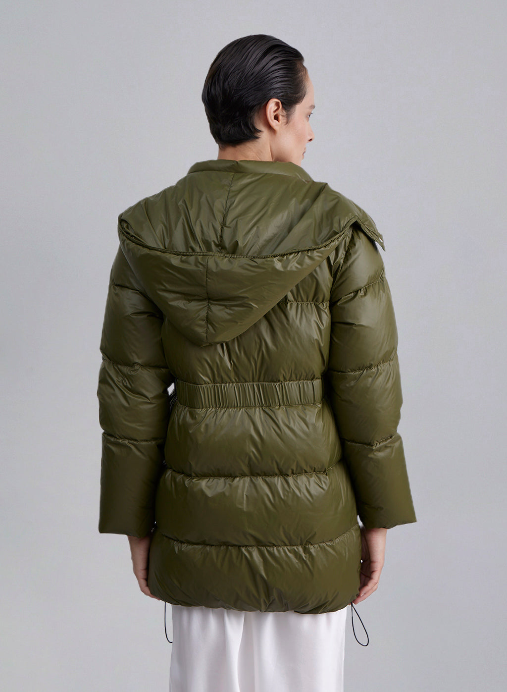 Hooded Cinched Waist Puffer Jacket image 1