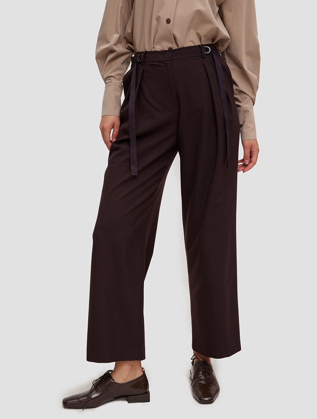 Straight Leg Ring Buckle Pants image 1