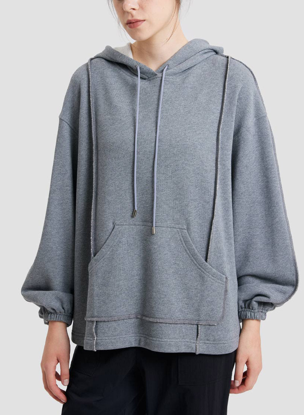 Large Sleeves Drawstring Hoodie - Botticelli, M image