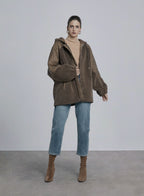 Slash Pocket Patchwork Hooded Jacket - Gloaming Green, S image