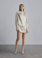Turtleneck Pleated Silk Dress image 0