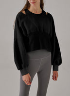 Puff Sleeve Cropped Top - Black, L image