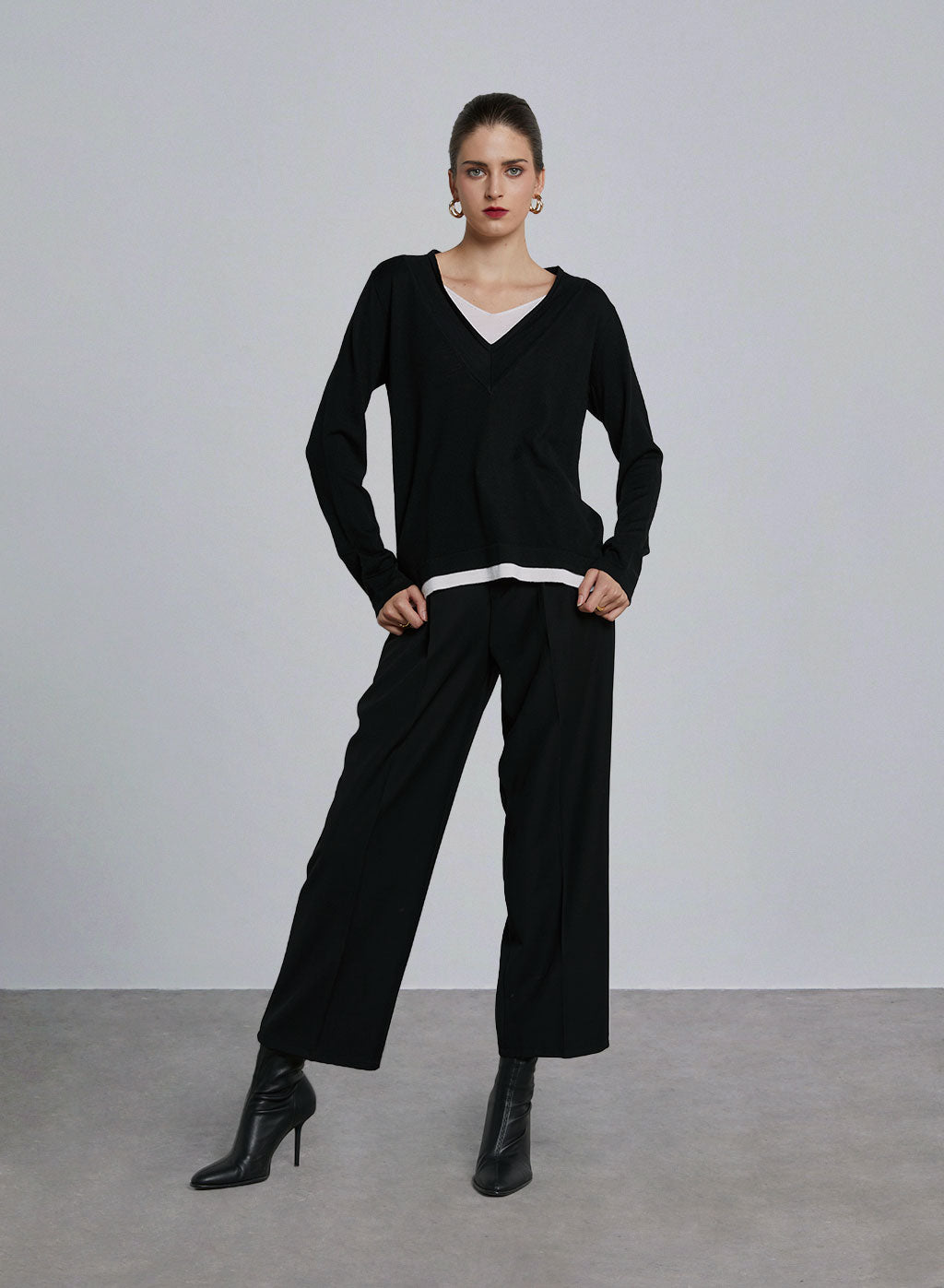 Soft Layered V-neck Wool Top image 0