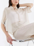 Drawstring Short Sleeve Blouse image 0