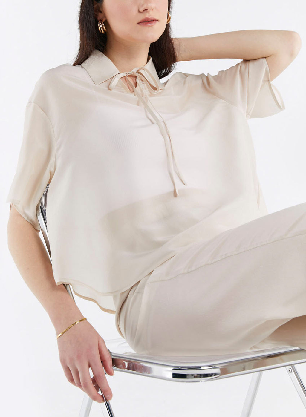 Drawstring Short Sleeve Blouse image 0