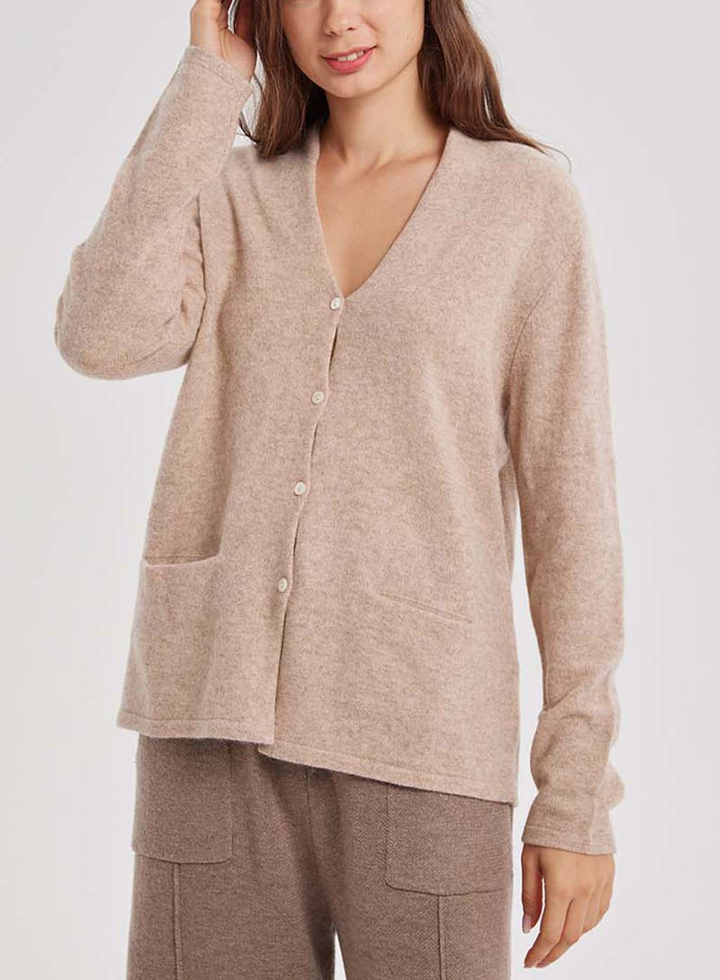 Yak-Wool Pocket Cardigan - Dusty Rosewood, S image