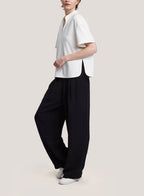 Relaxed Wide-Leg Pants - Black, L image