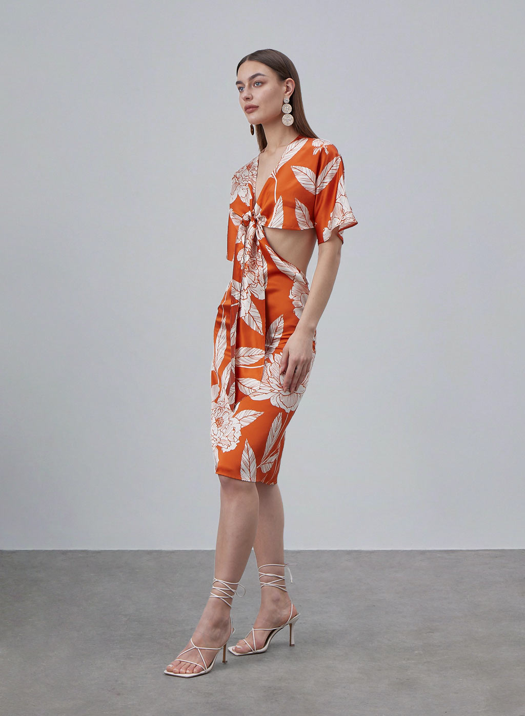 Printed Tie Front Silk Dress image 2