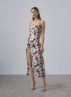 Classic High Slit Silk Slip Dress