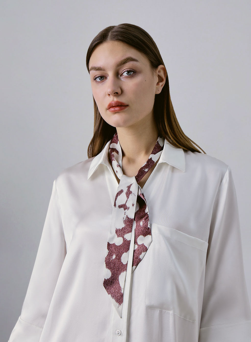 Coin Dot Print Silk Slender Scarf