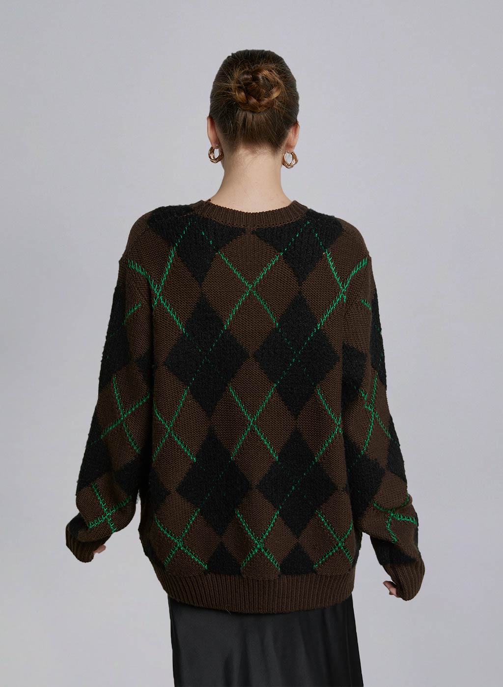 Contrast Rhombus Wool Sweater