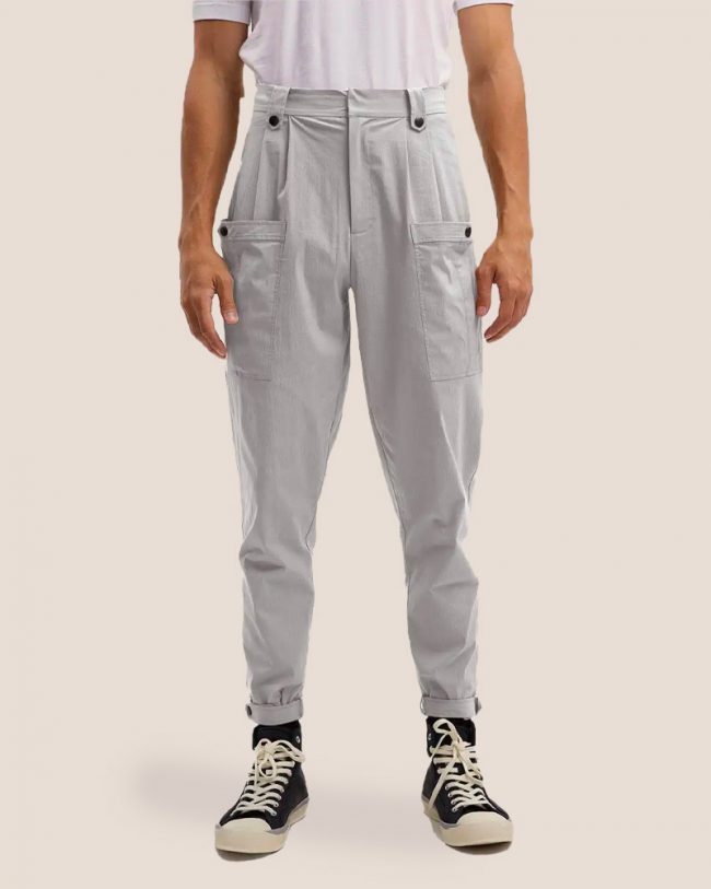 Cotton-Blend Tapered Leg Trousers
