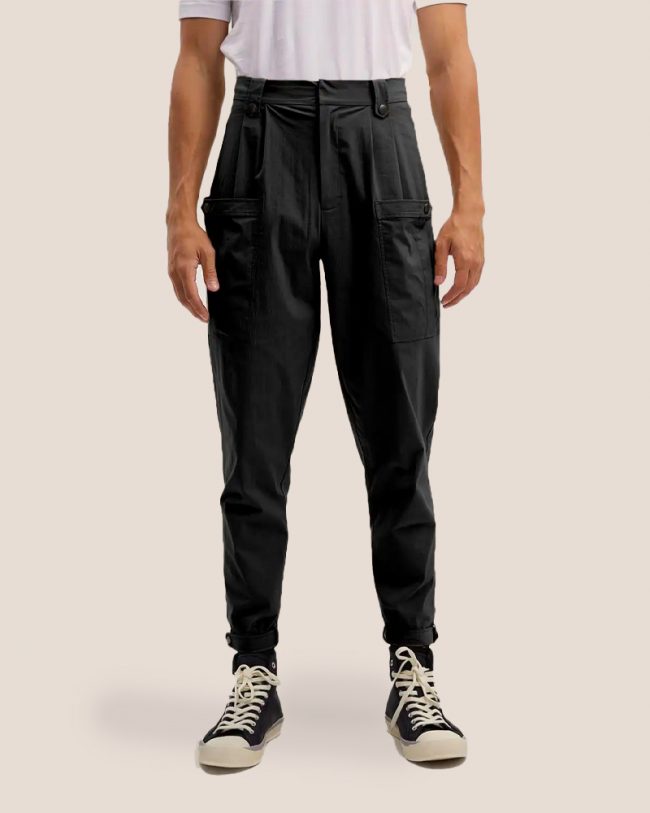 Cotton-Blend Tapered Leg Trousers