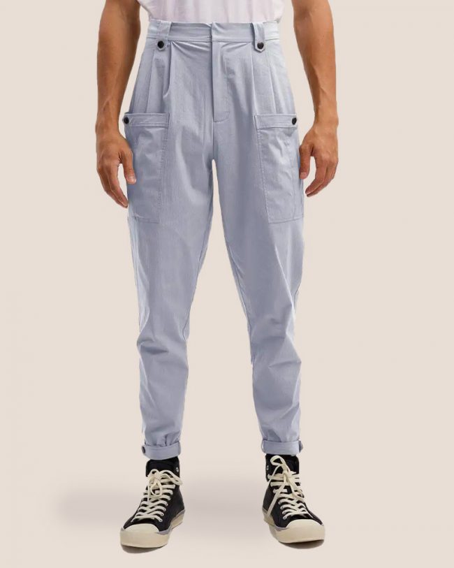 Cotton-Blend Tapered Leg Trousers