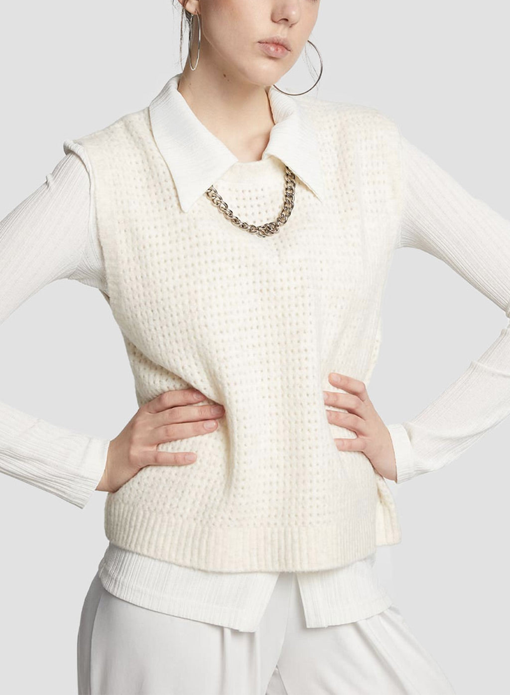 Crewneck Waffle Vest