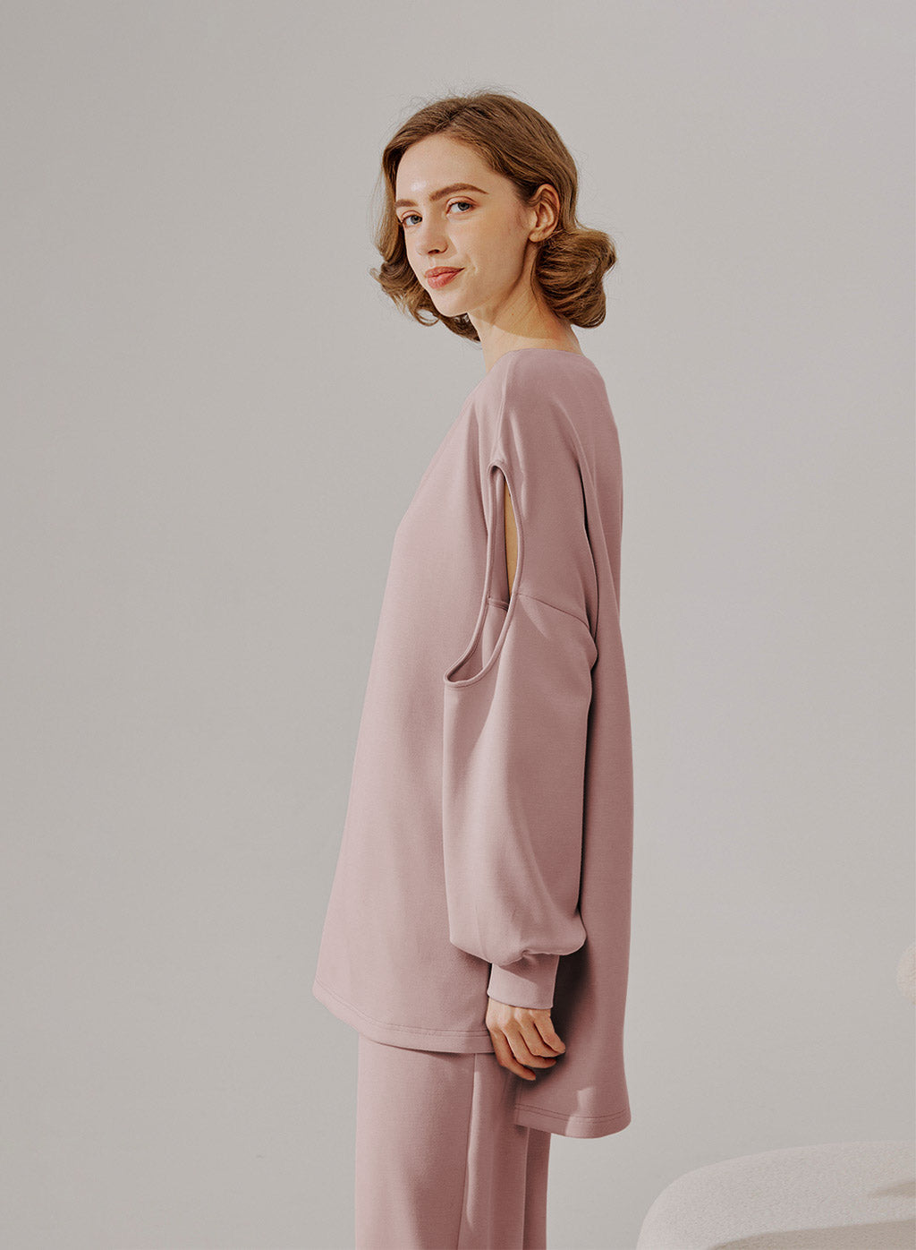 Cut Out Sleeve Sweatshirt