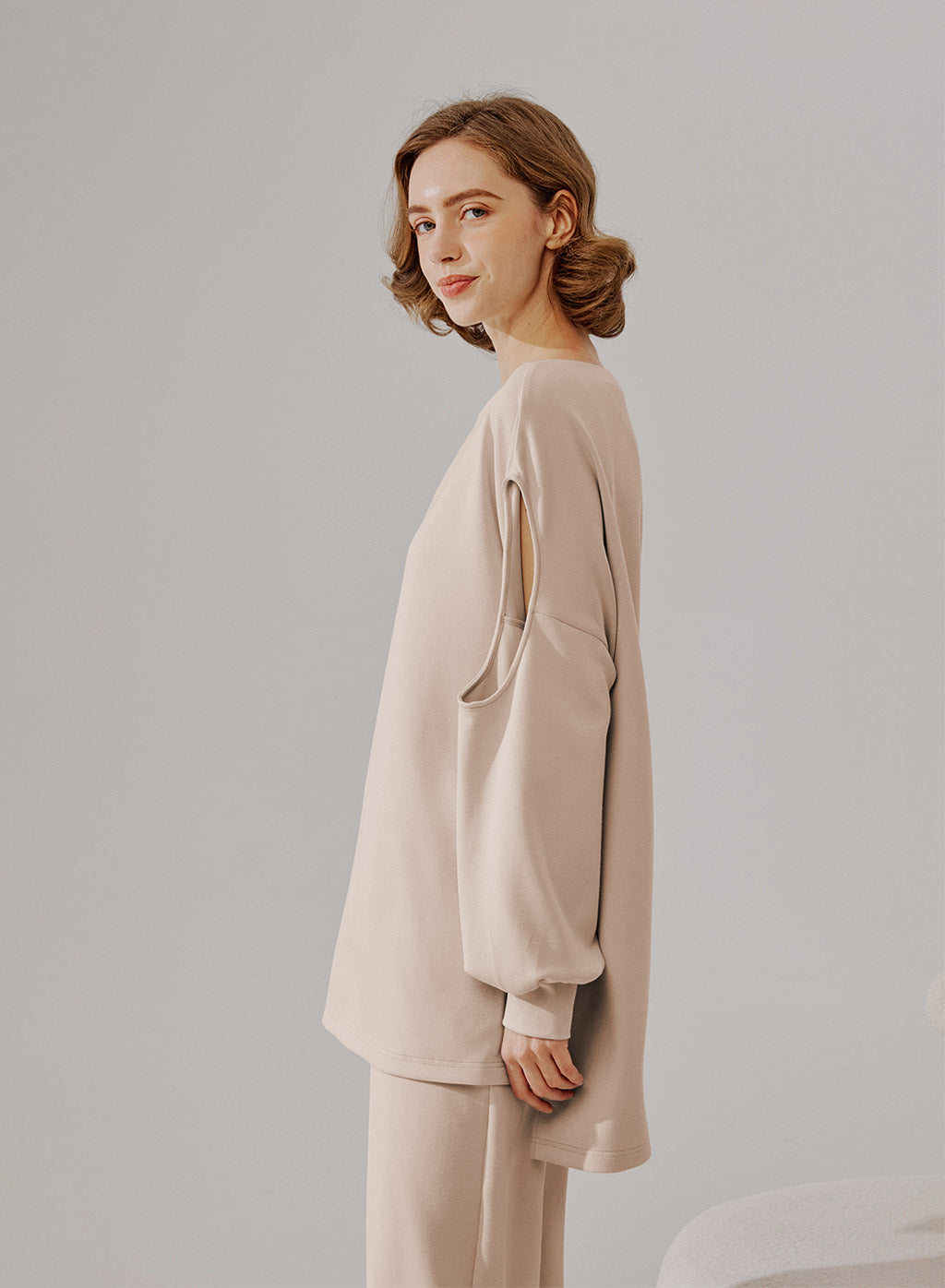 Cut Out Sleeve Sweatshirt