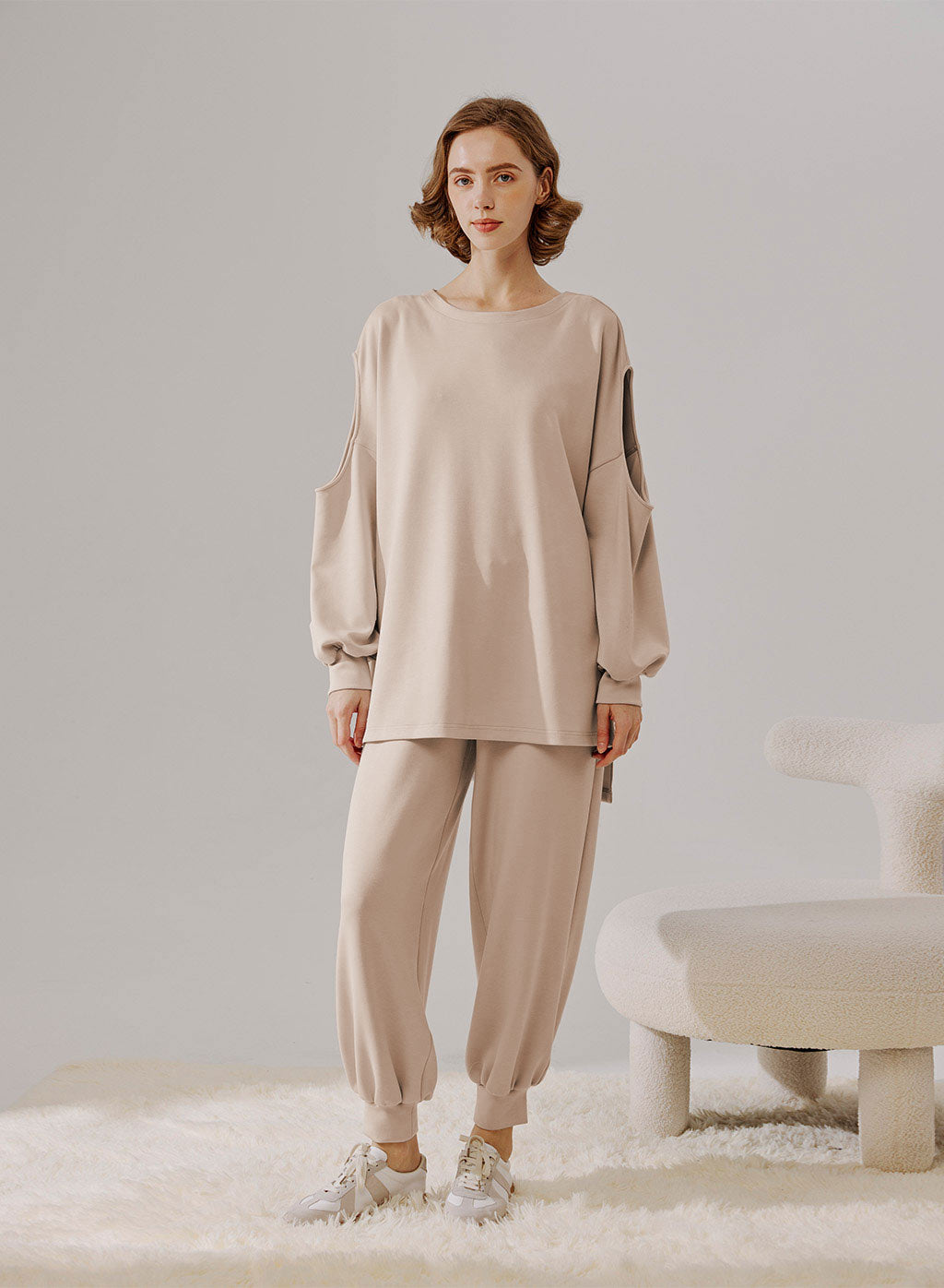 Cut Out Sleeve Sweatshirt