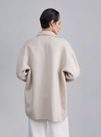 Drop Shoulder Buttoned Front Wool Coat image 1