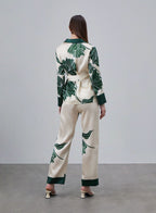 Printed Color Matching Silk Pajama Set image 3