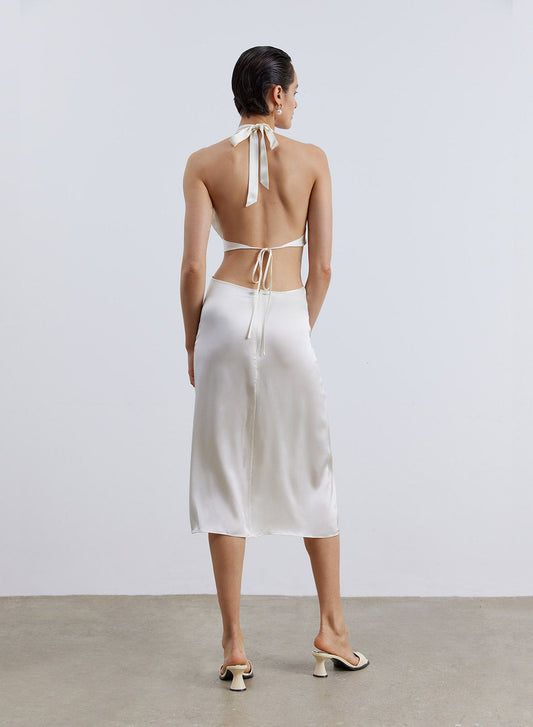 Cut-out Pucker Silk Slip Dress image 1