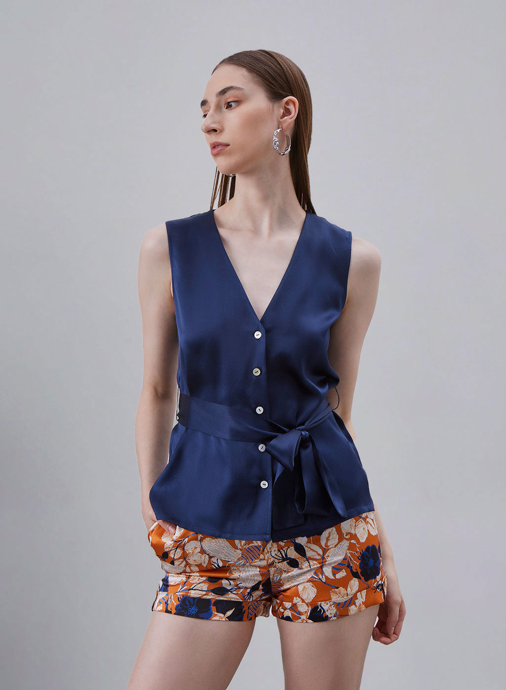 Tie-waist Silk Vest image 0