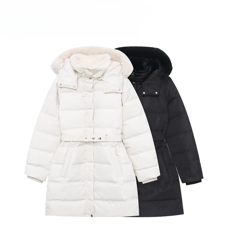 Simple thermal hooded down jacket