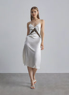 Waist Lace Silk Slip Dress - Ivory, XS image