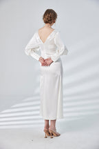 Bouffant Sleeve Waist Tunic Satin dress image 1
