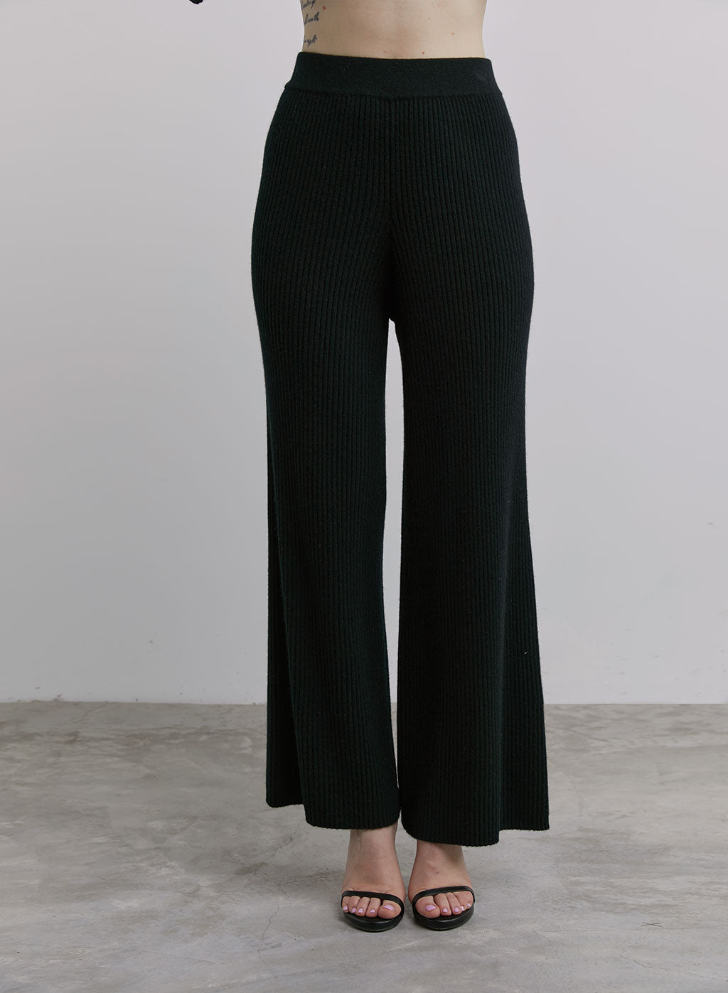 Cashmere Rib-Knit Leisure Bottoms - Black, S image