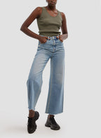 High-waist Wide Leg Frayed Jeans image 0