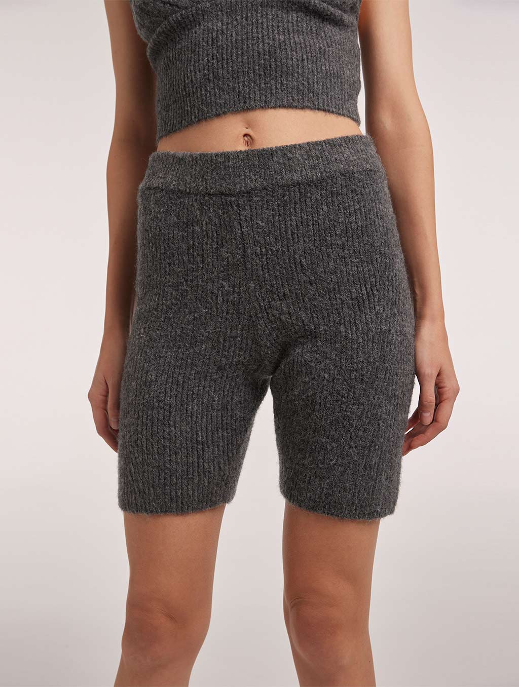 Brushed Cropped Shorts - Dark Grey, M image