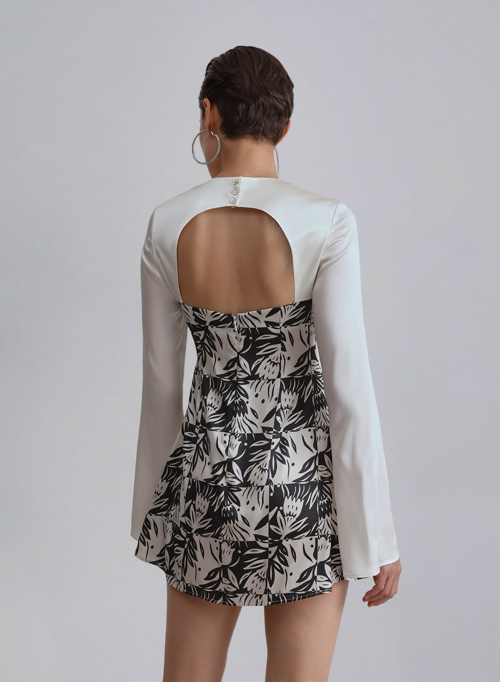Printed Pattern Spliced Silk Dress image 1