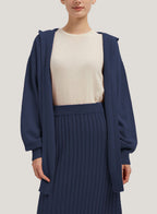 Wool-Cashmere Cardigan With Hooded - Navy, S image