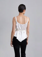 Irregular Hem Strap-Winding Silk Top image 1