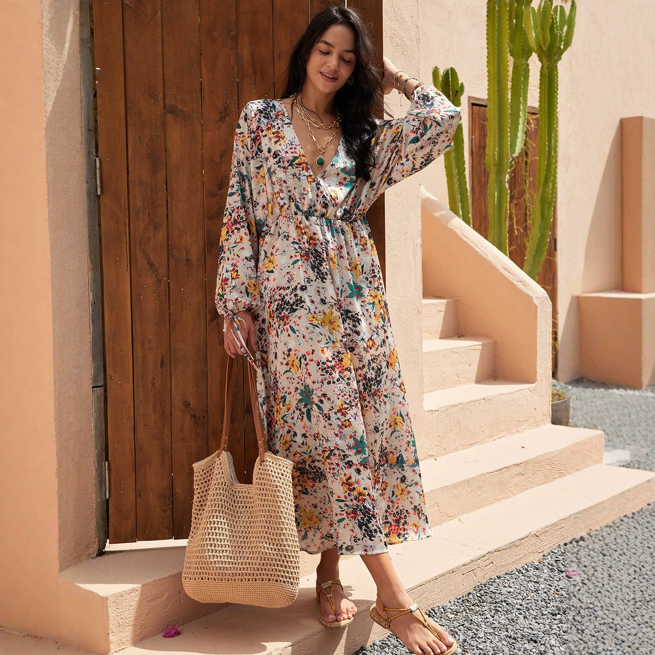 Floral summer pleated floral print dress
