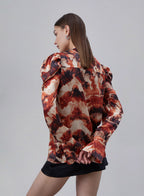 Printed Bubble Sleeve Silk Blouse image 3