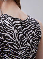Printed Chest Cut-Out Silk Dress image 3