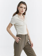 Skinny Cropped Polo Shirt image 0