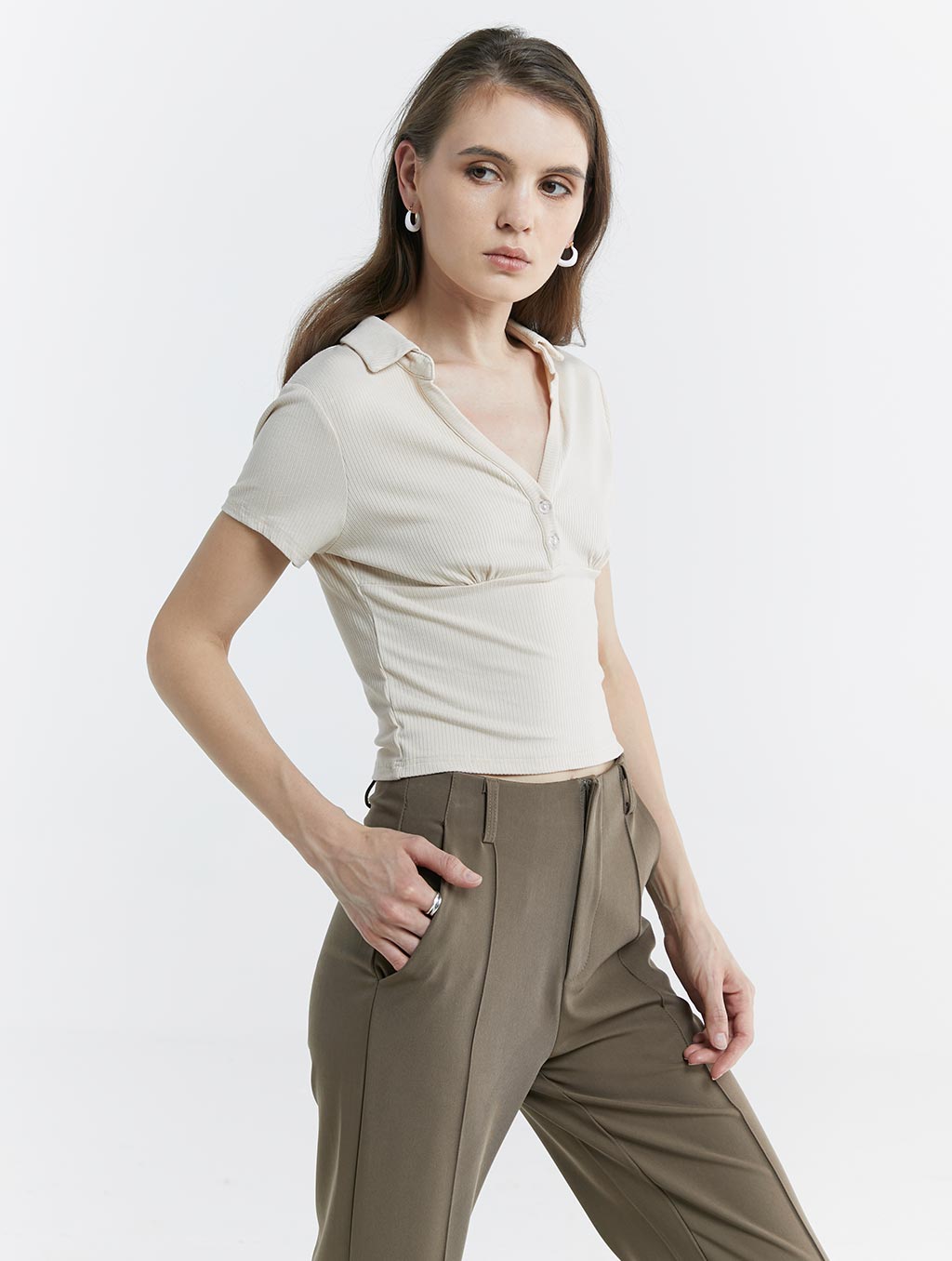 Skinny Cropped Polo Shirt image 0