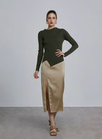 Asymmetric Seam Detail Sweater - Viridian Green, S image