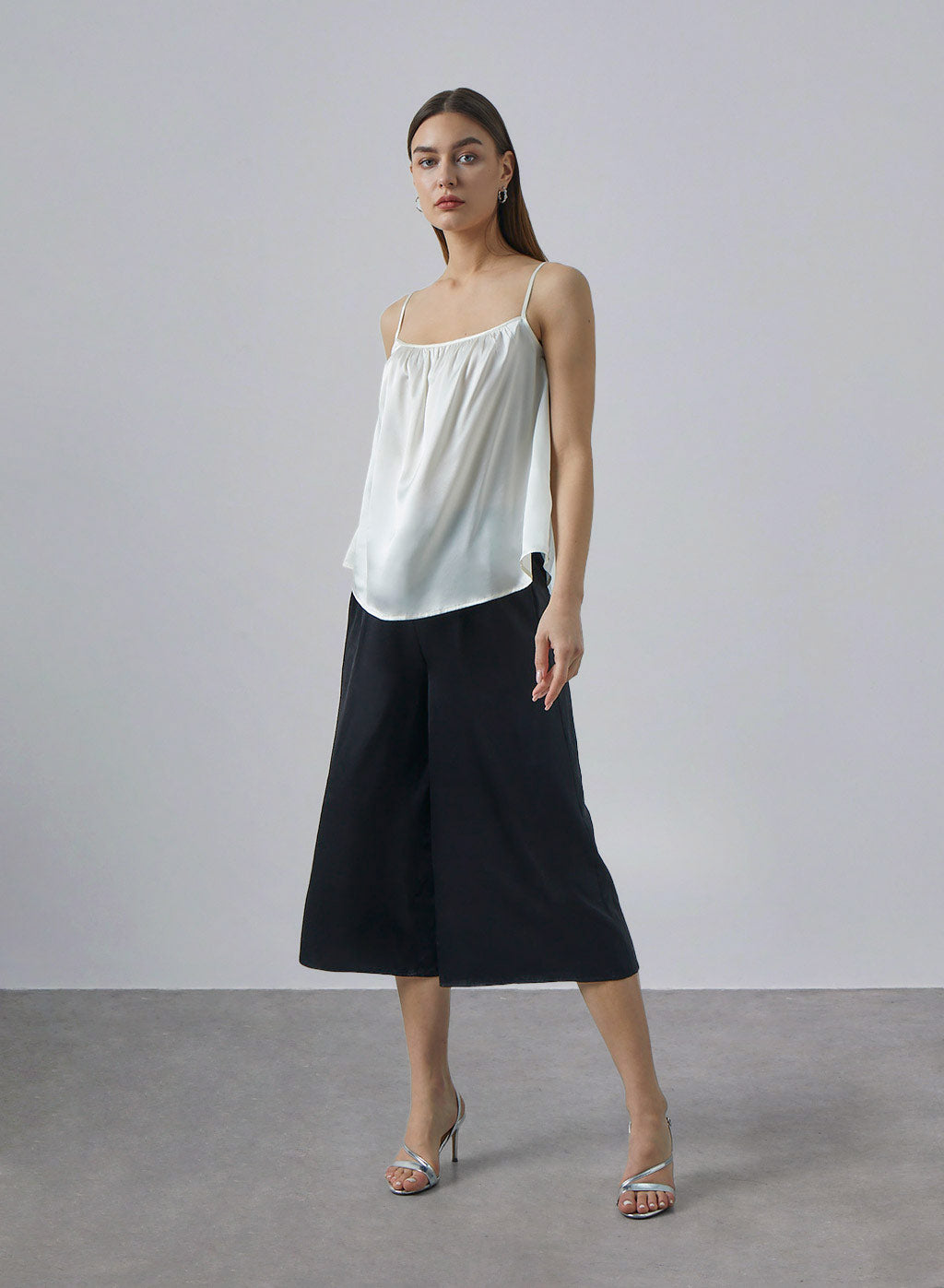 Flare Silk Cropped Pants image 0