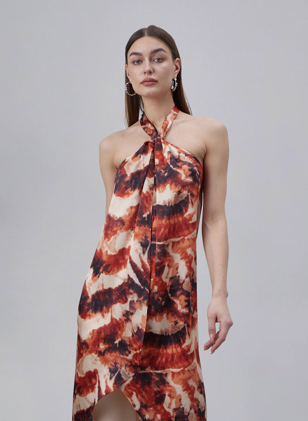 Printed Front Cross Silk Top image 0