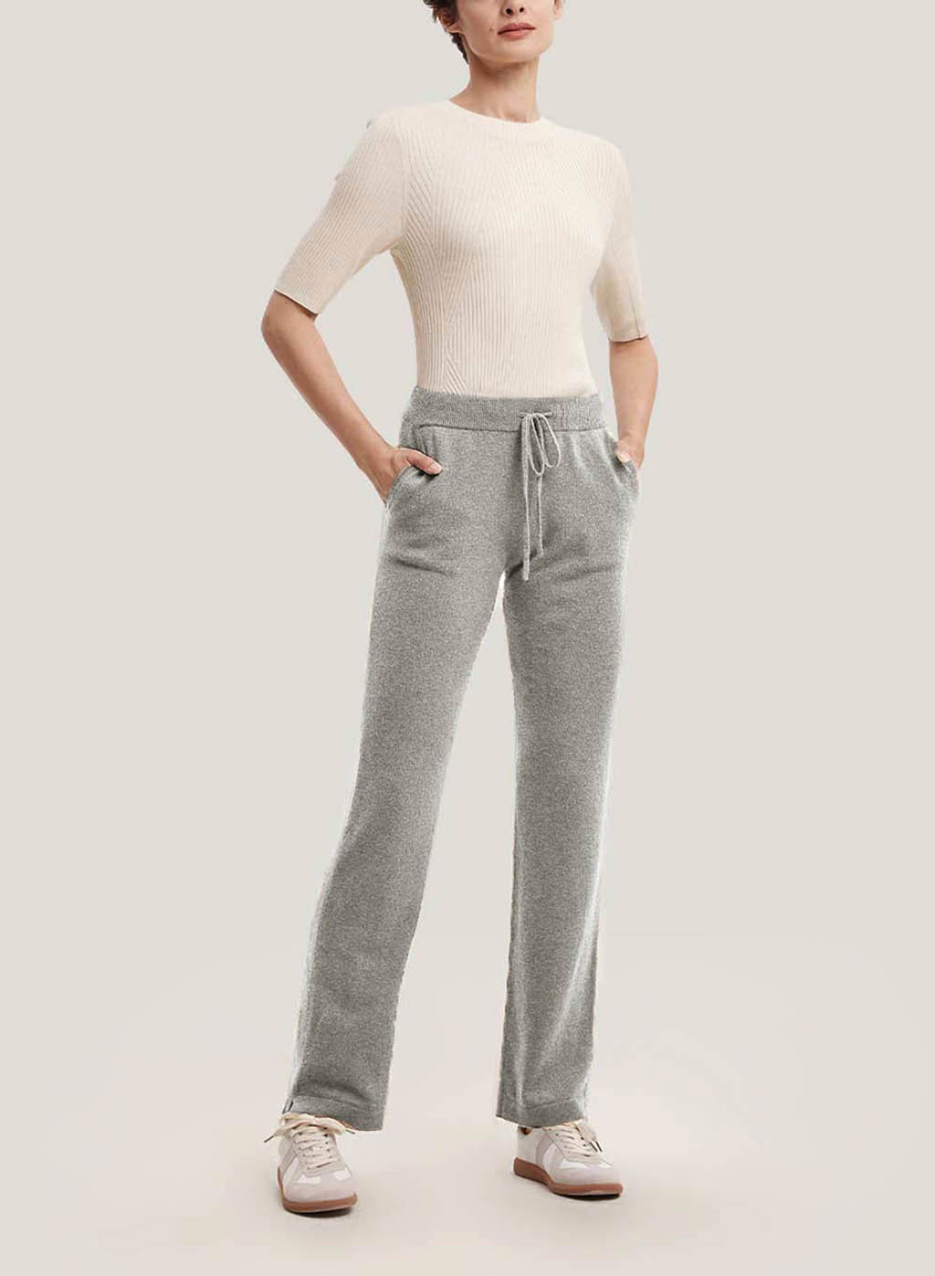 Straight-Leg Yak-Wool Blend Pants - Fog, L image