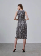 Printed Chest Cut-Out Silk Dress image 2