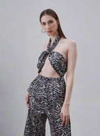 Printed Halter Neck Cut-out Silk Jumpsuit image 2