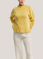Funnel-Neck Wool-Cashmere Sweater - Yellow, M image