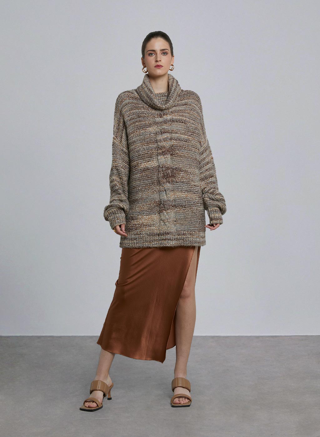 Mixed Turtleneck Wool-Blend Sweater image 0