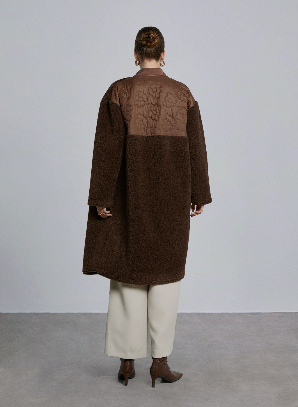 Single Breasted Crewneck Patchwork Coat image 1