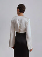 Flared Sleeves Silk Cropped Top image 1
